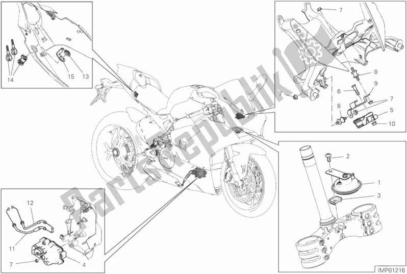 Tutte le parti per il 13e - Dispositivi Elettrici del Ducati Superbike Panigale V4 S Corse 1100 2019